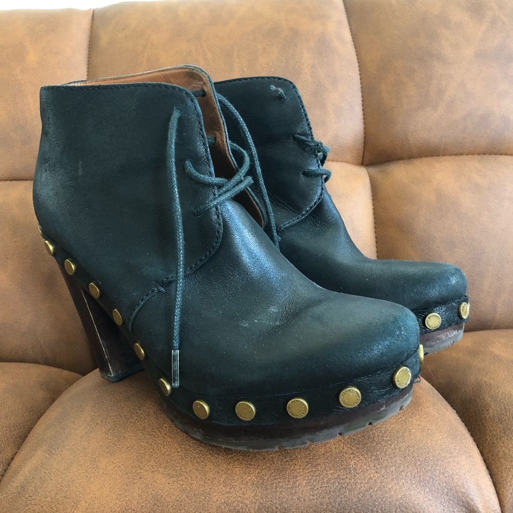 Marc Jacobs Black Heeled Boots with Gold Studs